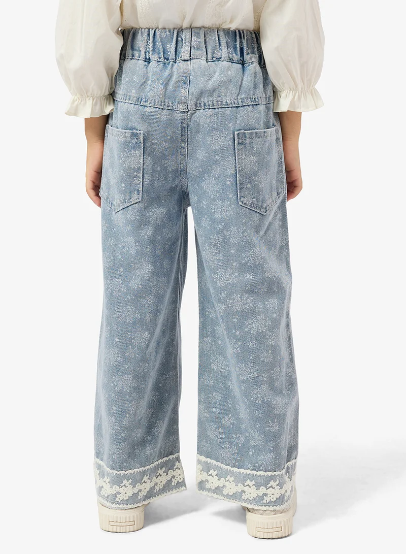 Pinata  Floral Print Wide Leg Jeans for Women | Best Price UAE